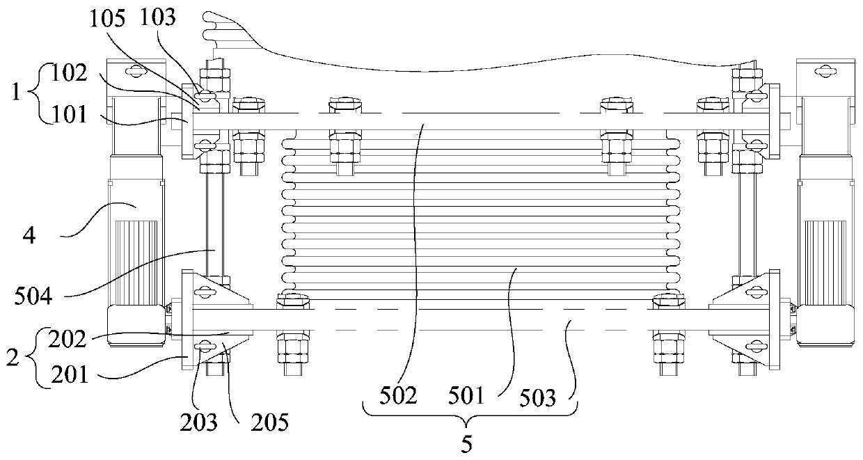 Tensile compression tool and large-displacement tensile compression method of expansion joint