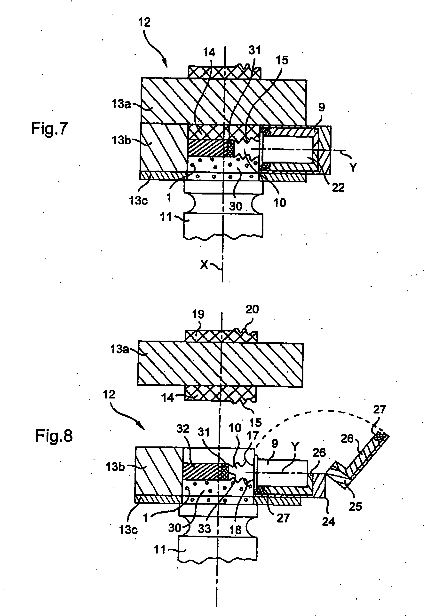 Shot, devices, and installations for ultrasonic peening, and parts treated thereby
