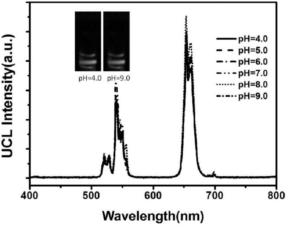 Up-conversion nano material capable of responding to pH value and preparation method thereof