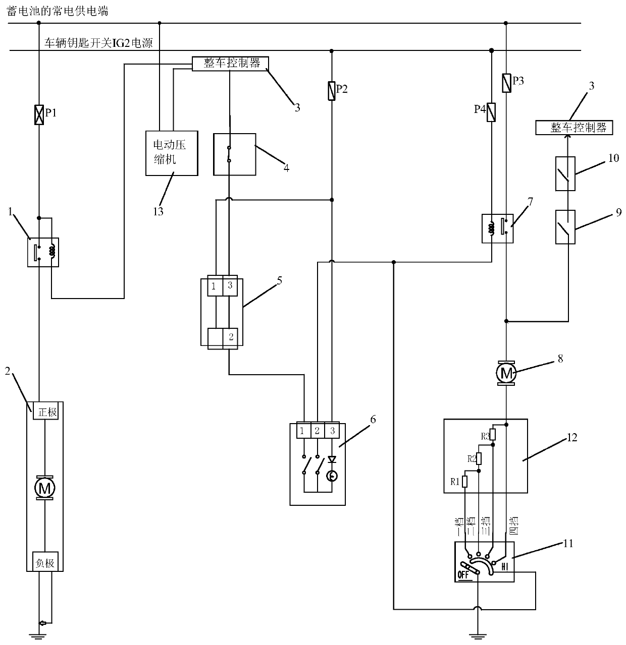 Pure electric vehicle air conditioner control system and method