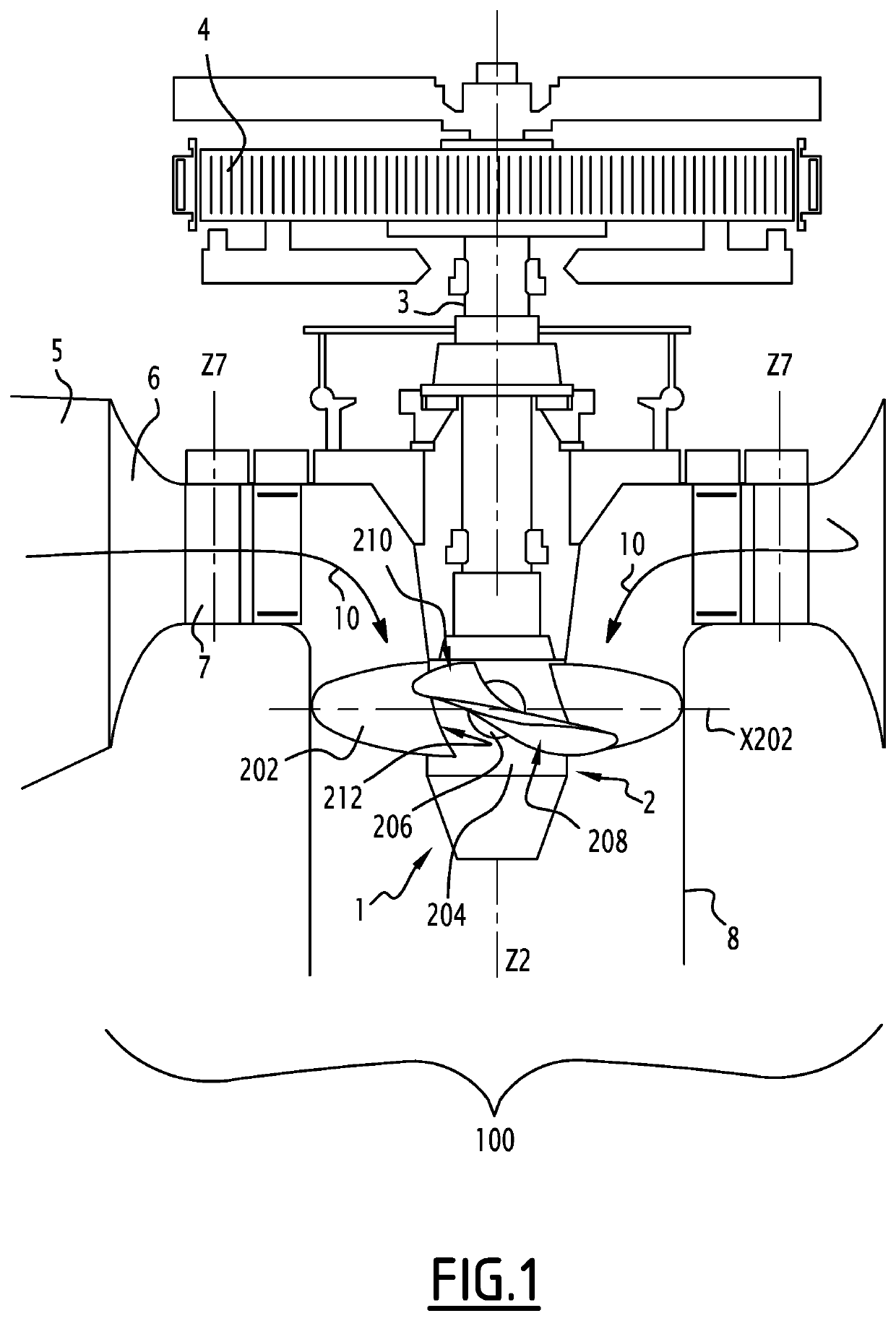 Double-regulated turbine, installation for converting hydraulic energy and process for the rehabilitation of a double-regulated turbine