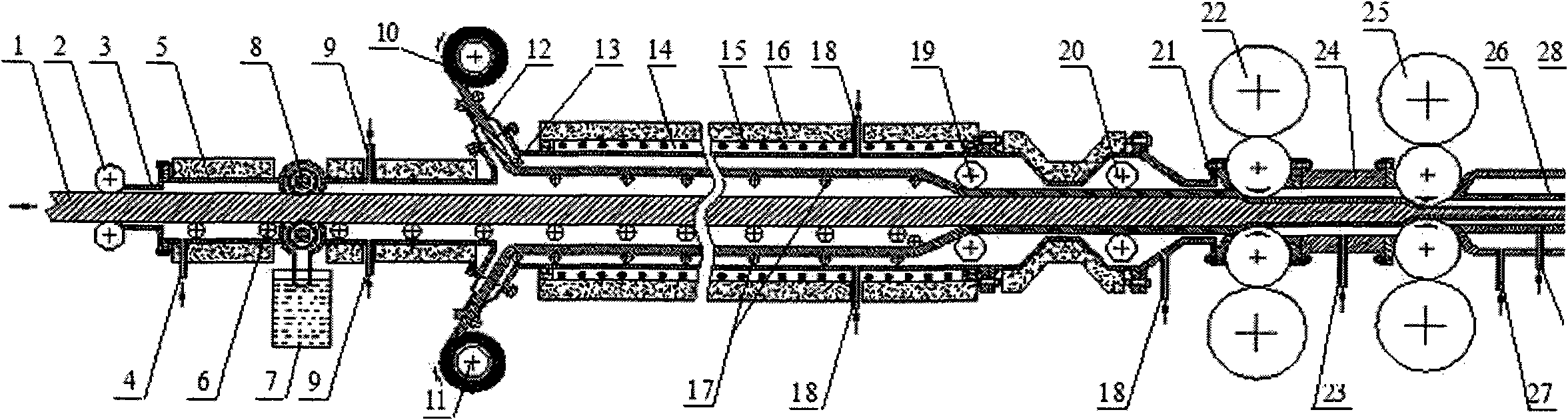 Method for continuously reducing, rolling and compositing stainless steel/plain steel composite plate and device thereof