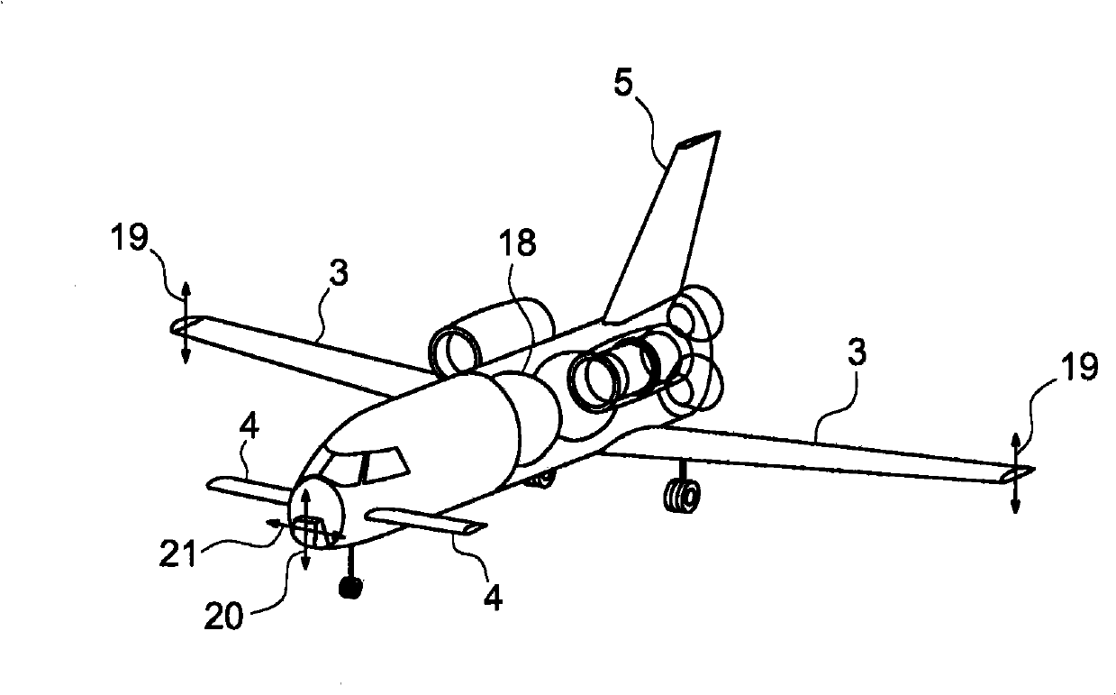 Aircraft with hybrid aerodynamic and space flight, and associated flight control method