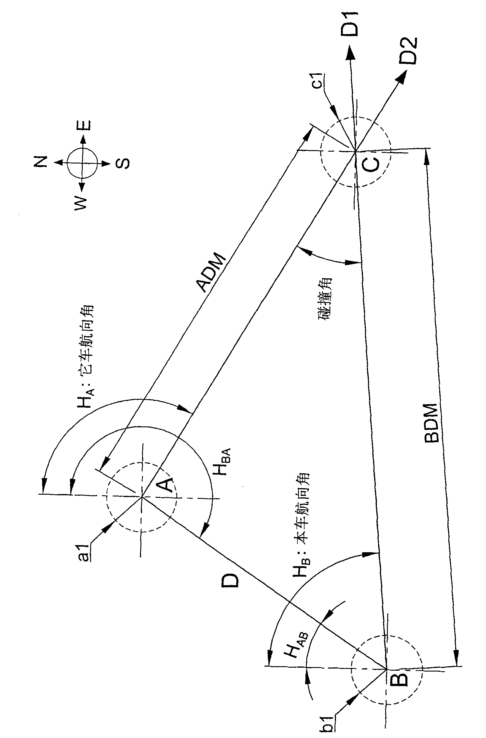 Running instant anti-collision warning system and method