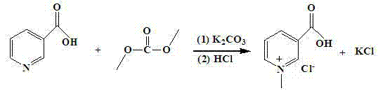 Process for synthesizing trigonelline hydrochloride from dimethyl carbonate and nicotinic acid