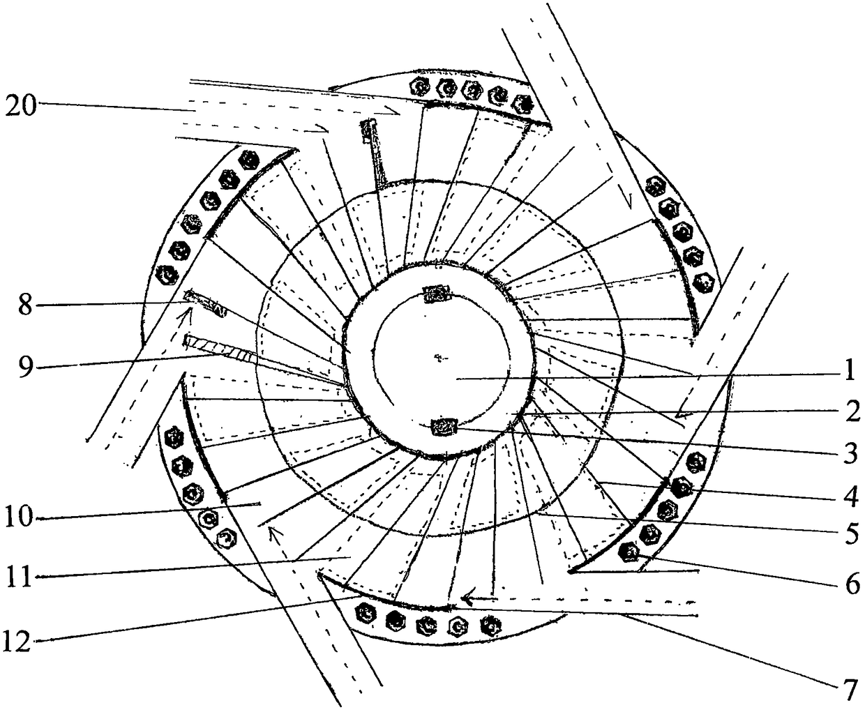 Backwater once-through water turbine