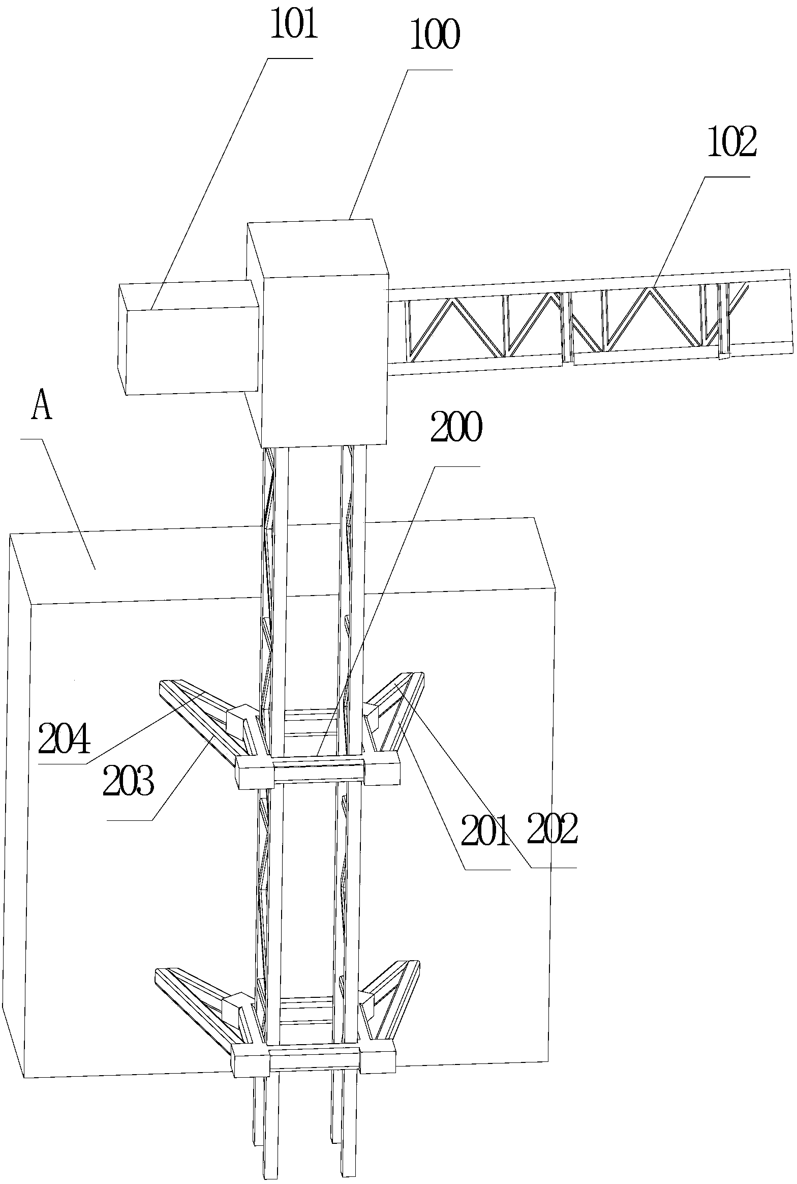 Auxiliary device for disassembling tower crane attachment bracket