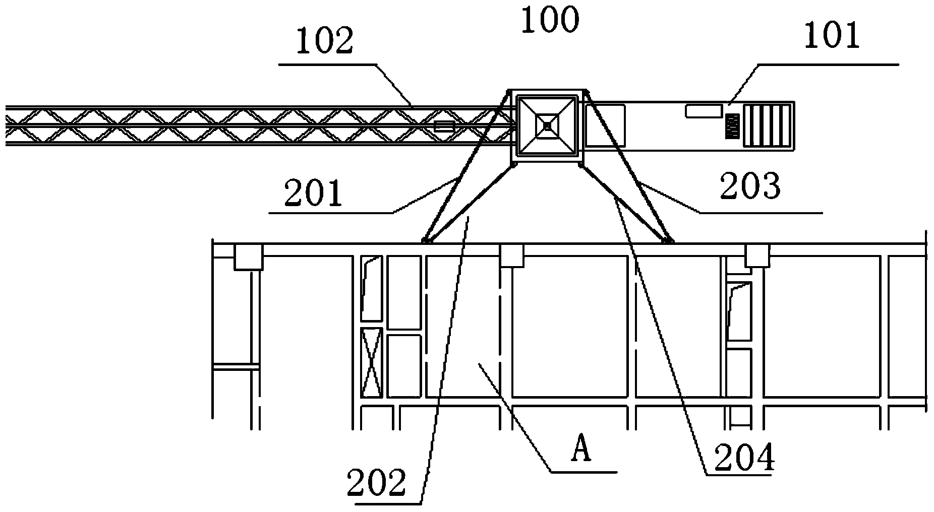 Auxiliary device for disassembling tower crane attachment bracket