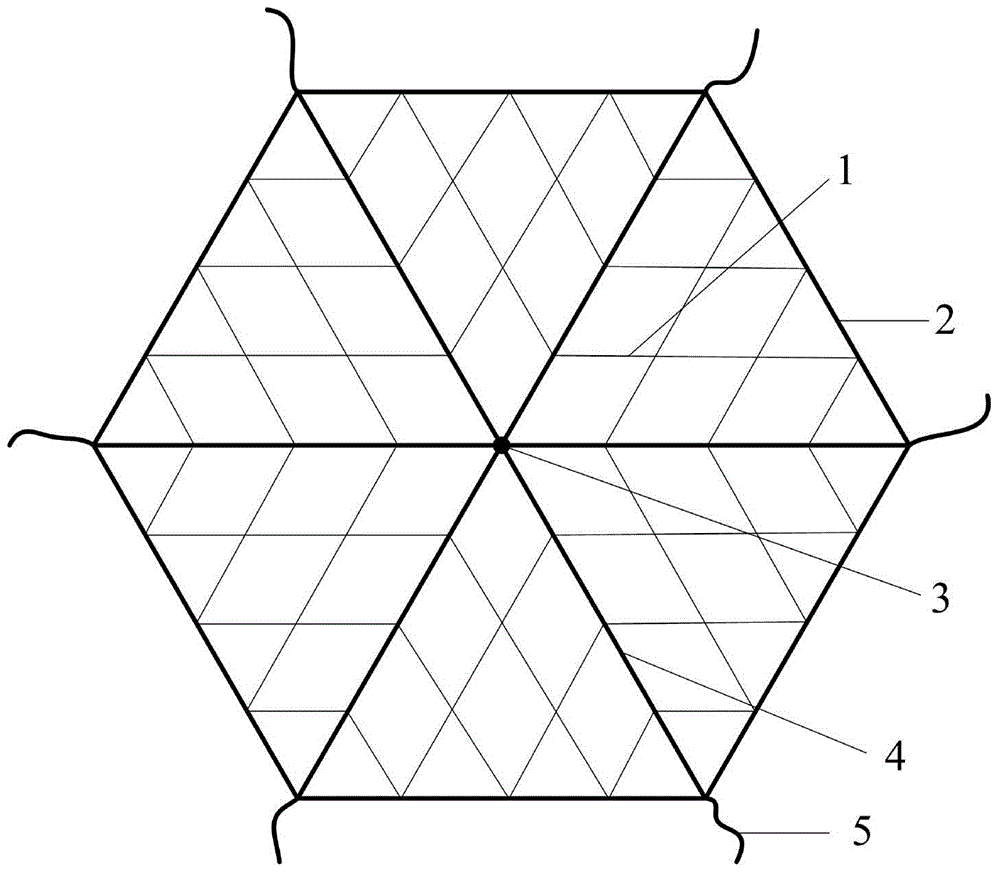 Hexagonal space capturing rope net and knotting method thereof