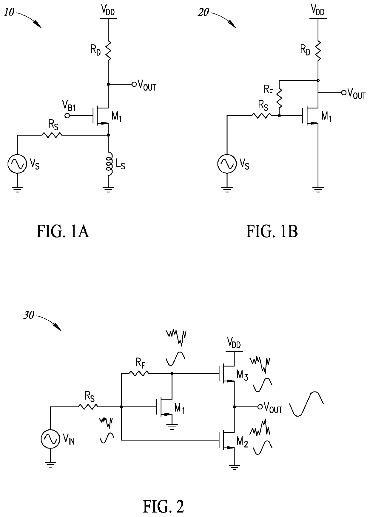 Ultrawideband very low noise amplifier with noise reduction and current reuse