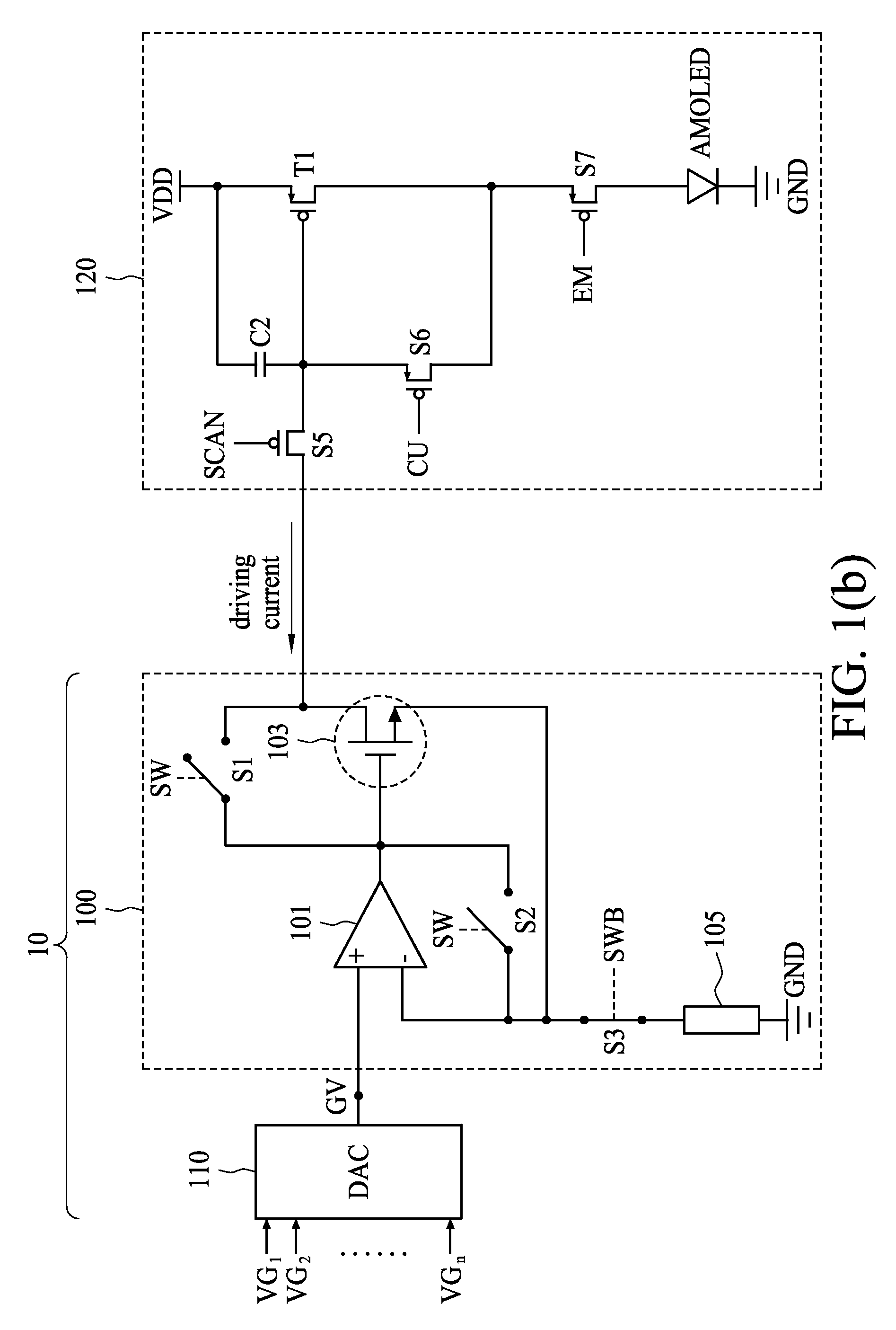 Driver and driver circuit for pixel circuit