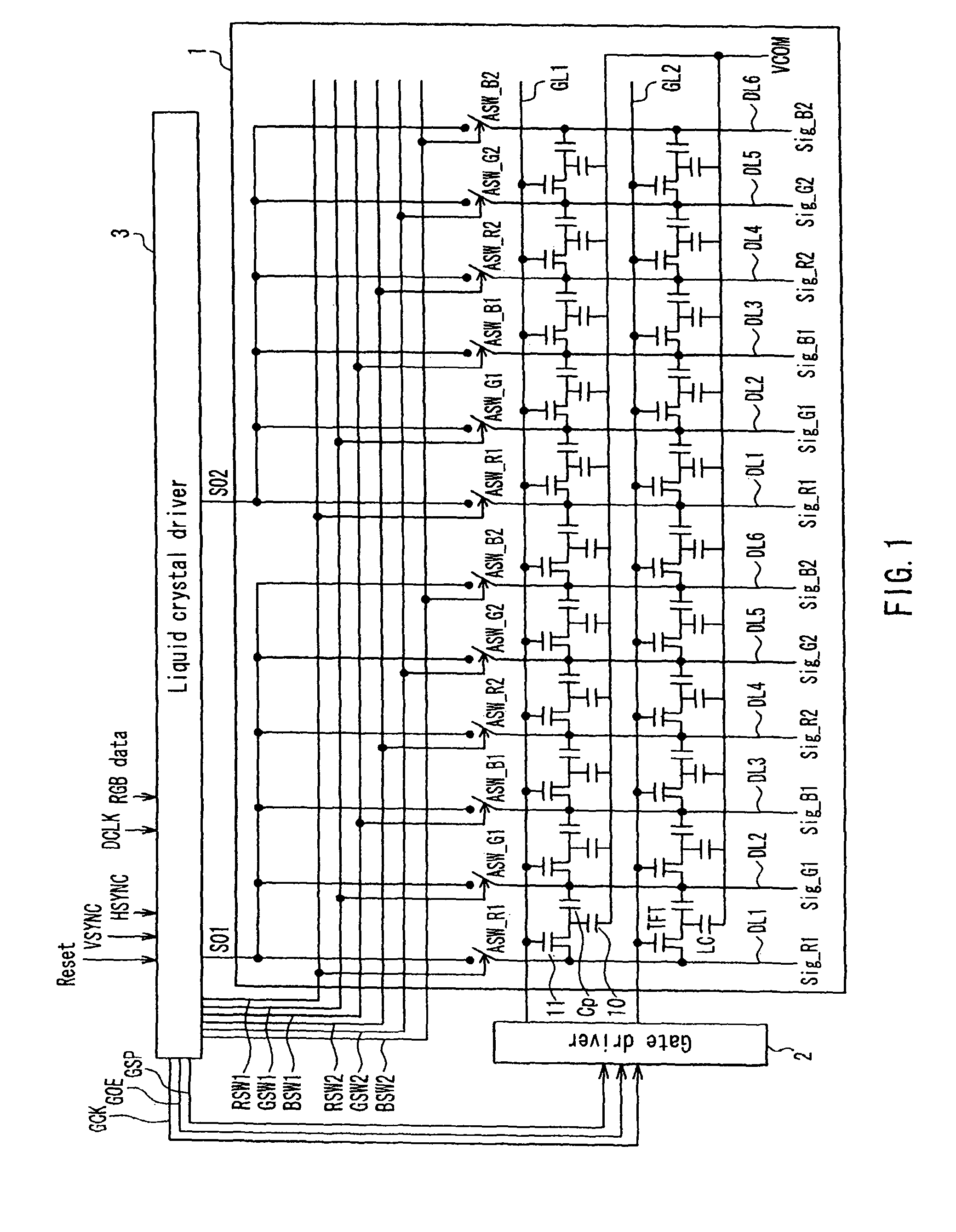 Active matrix type display device and drive control circuit used in the same