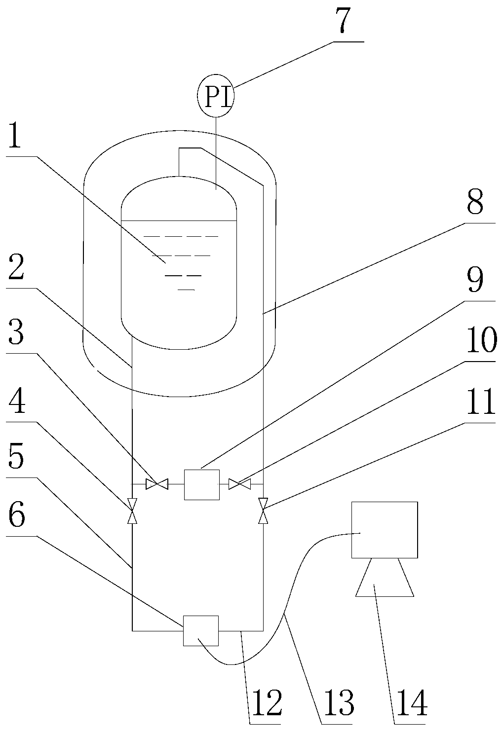 Multi-point pressure regulating device and method for external liquid nitrogen storage tank for large space ring mold system