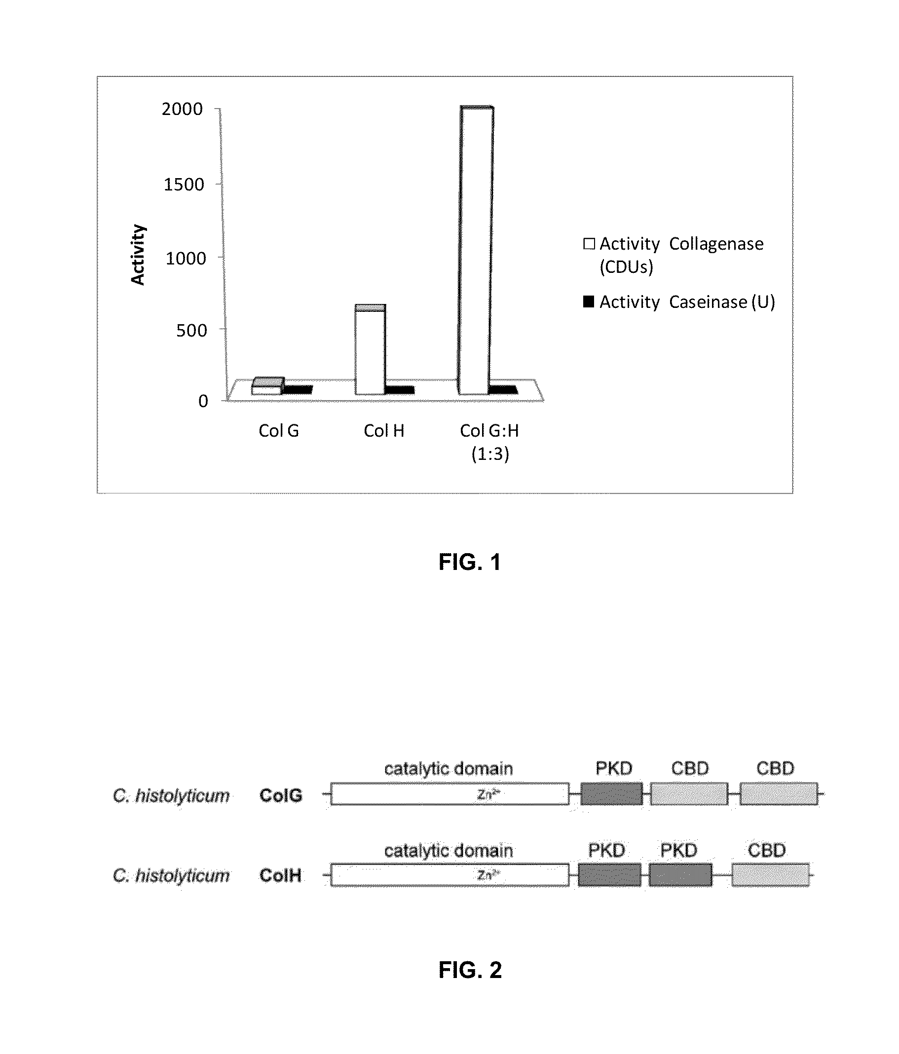 Collagenase G and Collagenase H compositions for the treatment of diseases involving alterations of collagen
