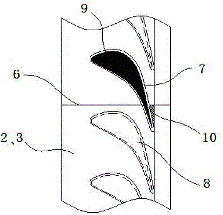 Split stationary blade of steam turbine having small crown structure and machining method thereof