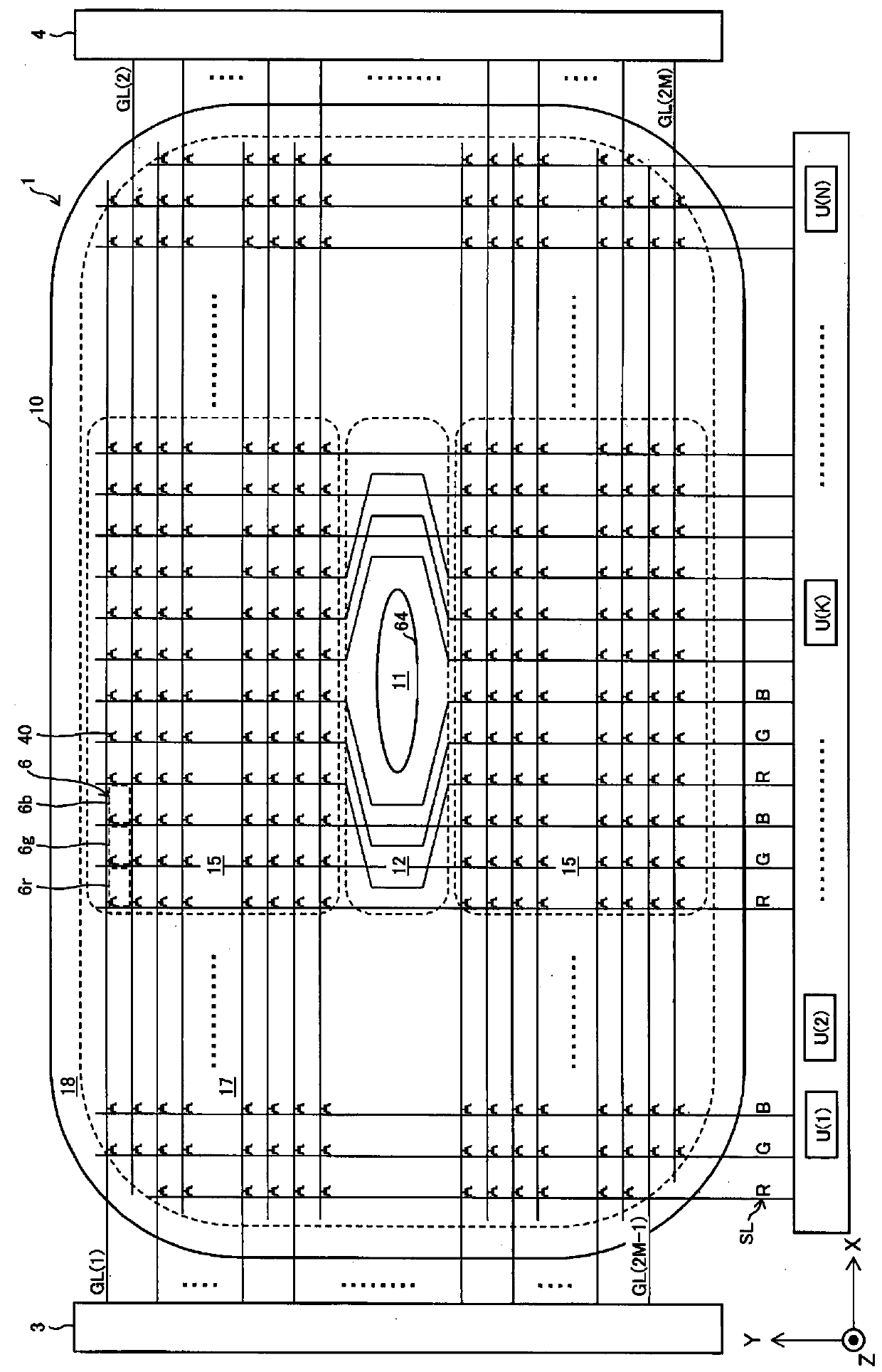 Active matrix substrate and display device