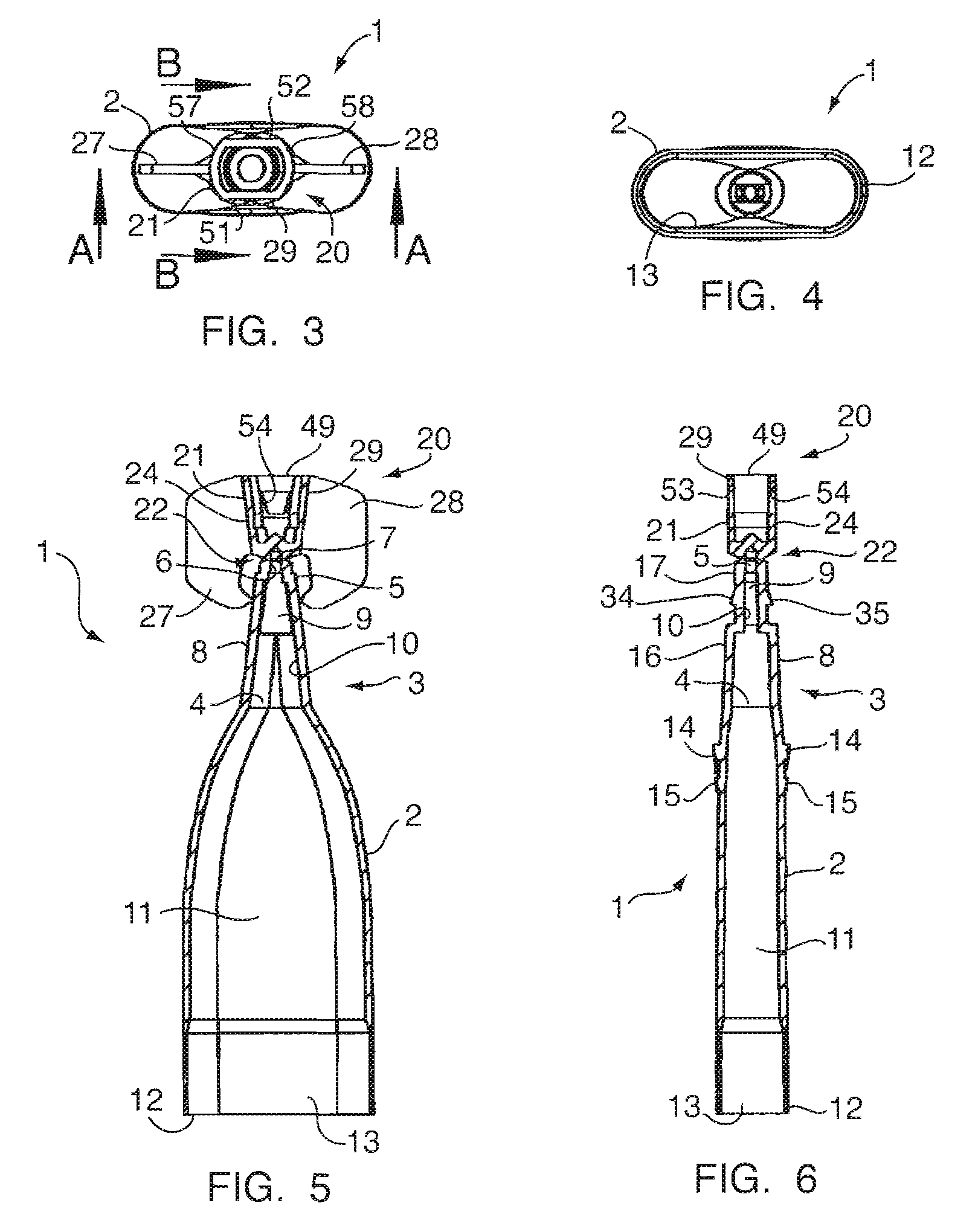 Nozzle assembly incorporating a molded flow through brush applicator and a reusable break-off cap, a container having a nozzle assembly and packaging therefor