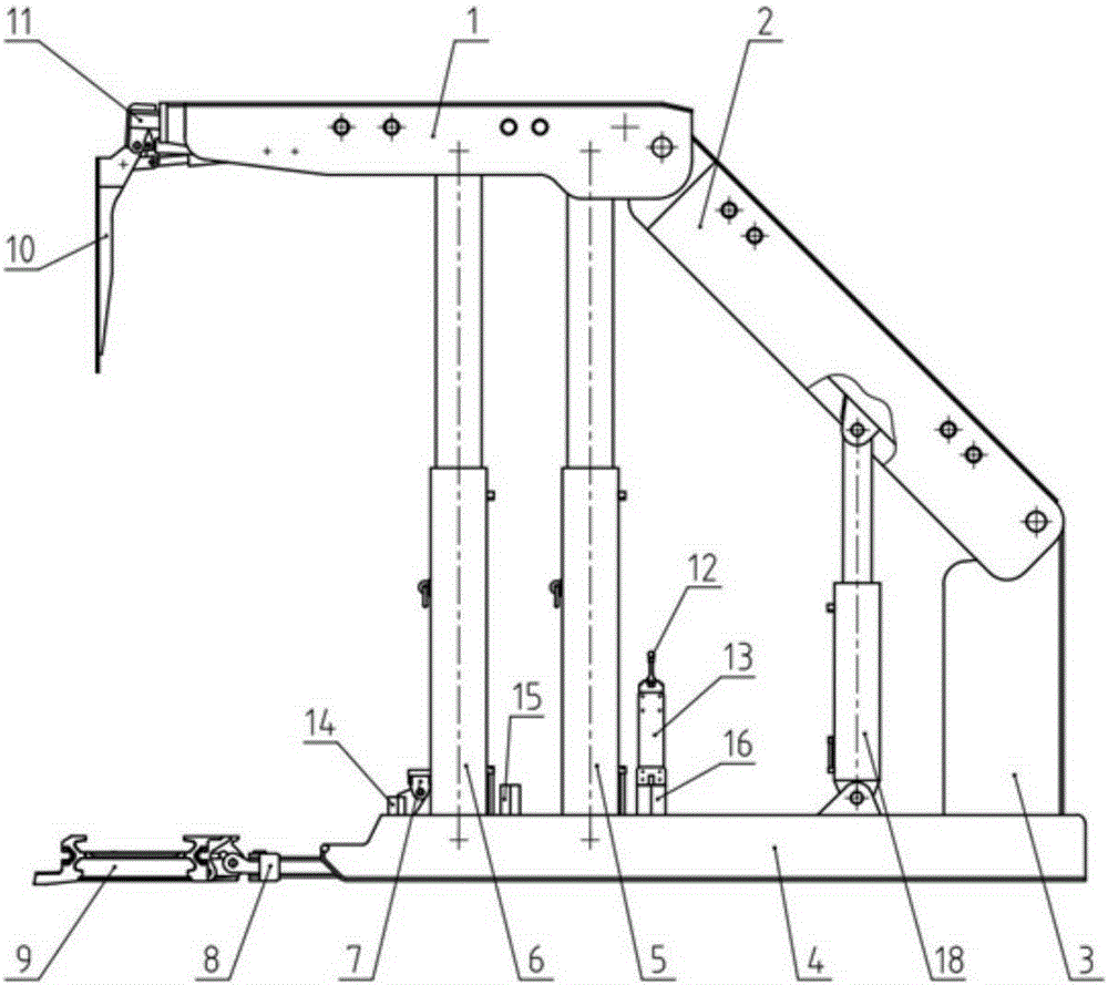 Four-column suspending and rocking hydraulic support