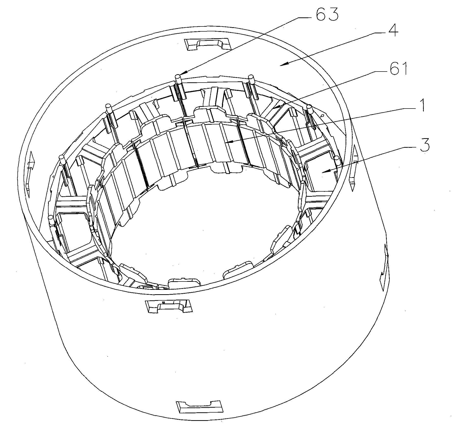 Drum motor stator structure