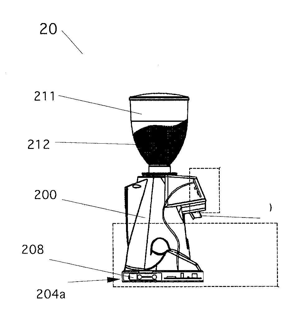 Process and apparatus for grinding and dosing coffee beans with automatic and continuous dose calibration