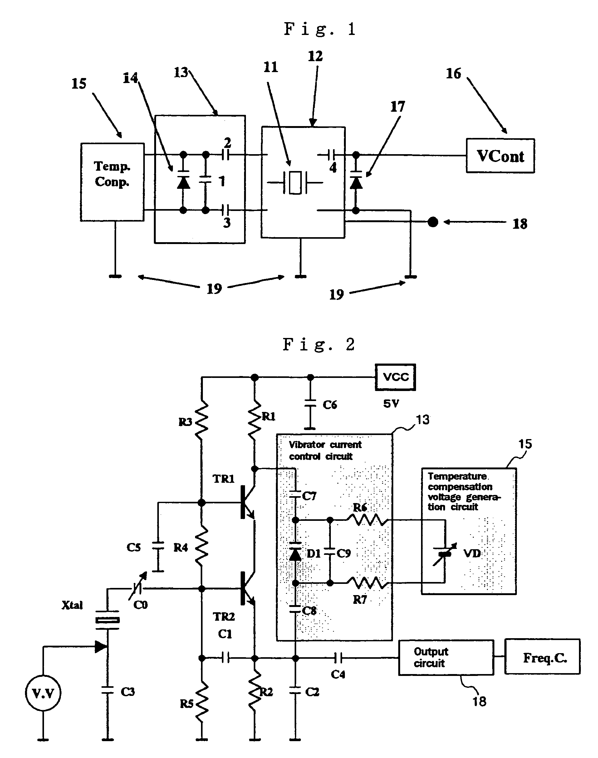 Crystal oscillator with temperature compensated through a vibrator current control circuit