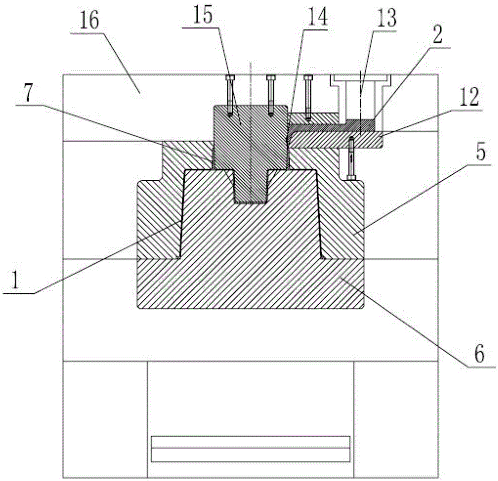 A mold structure in which the core of the lampshade is released first and the top is fed