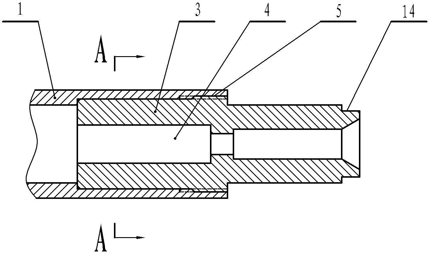 Mounting structure positioned by aid of external cylindrical surface of element with non-circular section