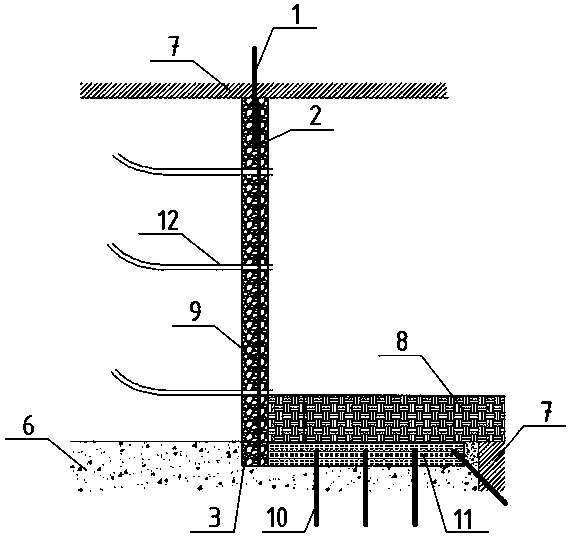 Retaining wall built on soft base and construction method of retaining wall