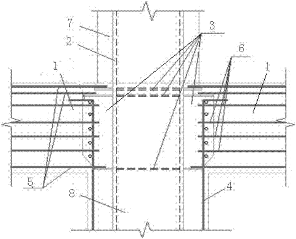 Novel steel-concrete beam-column joint construction structure and comprehensive construction method