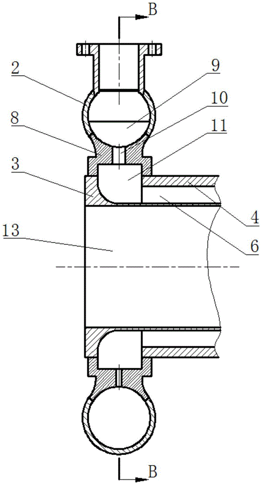 A thrust chamber collector with flow sharing function