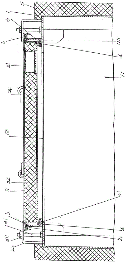 Manhole door sealing structure of dust removal device