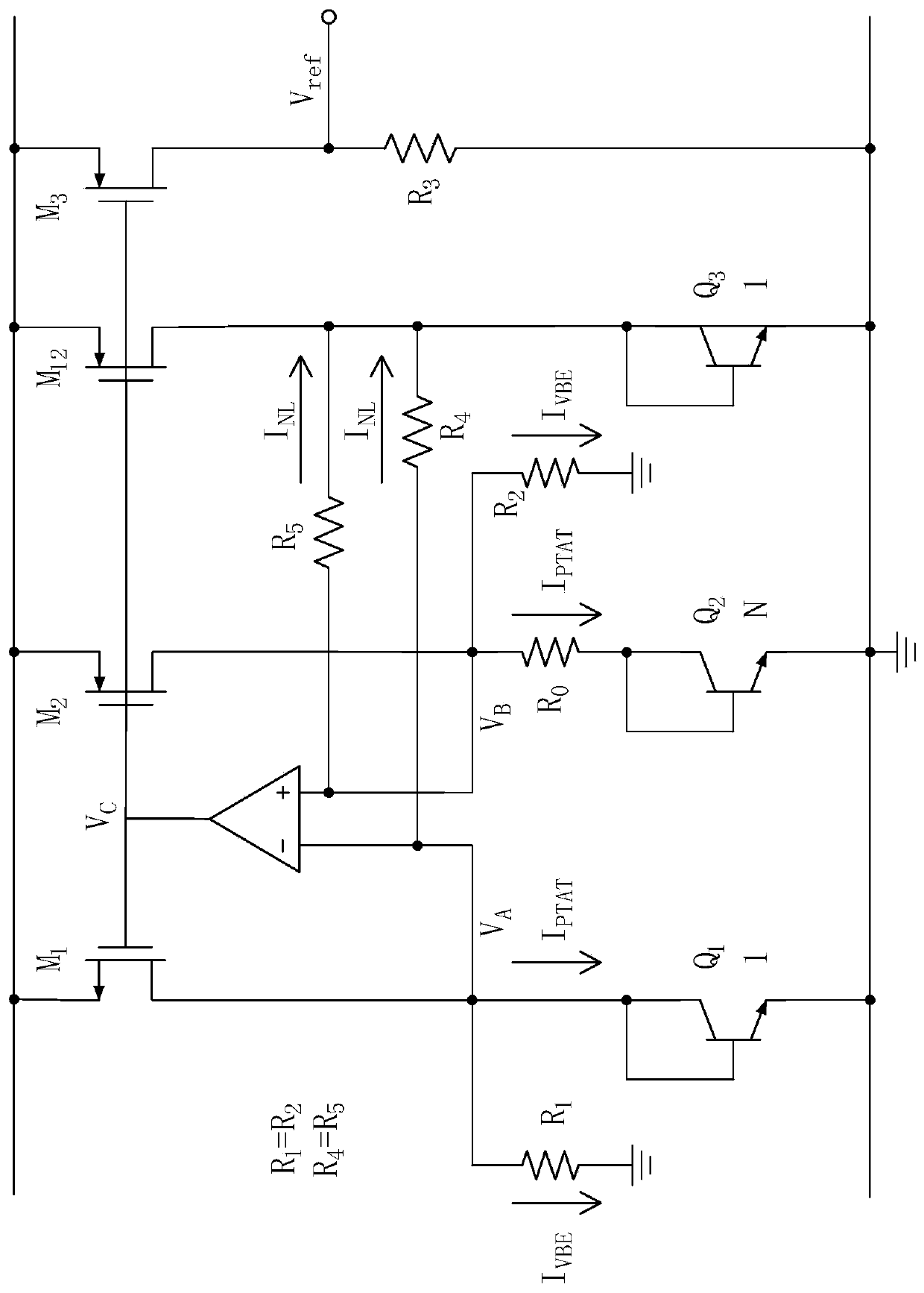 Curvature compensation low-temperature drift band-gap reference voltage source circuit