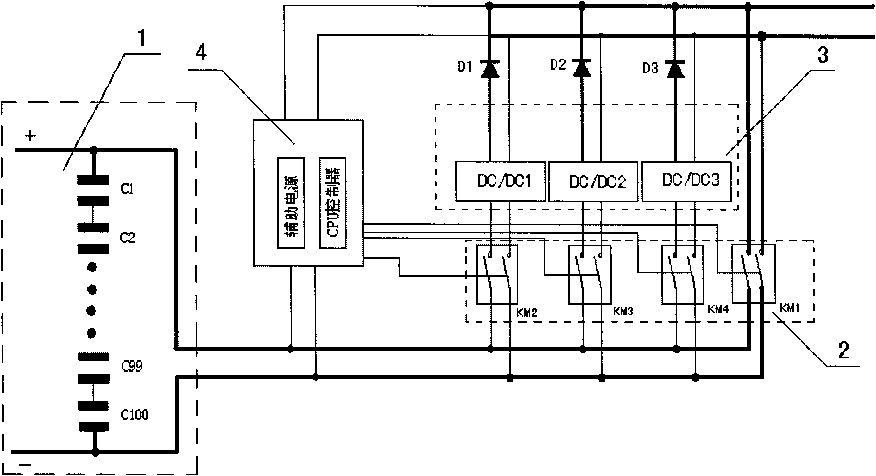 Multi-level direct current transformation power supply device
