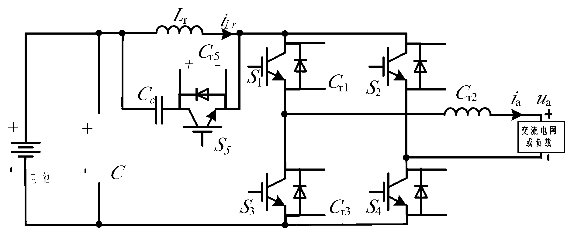 Low-additional-voltage zero-voltage switch energy storage bridge type inverter and modulation method
