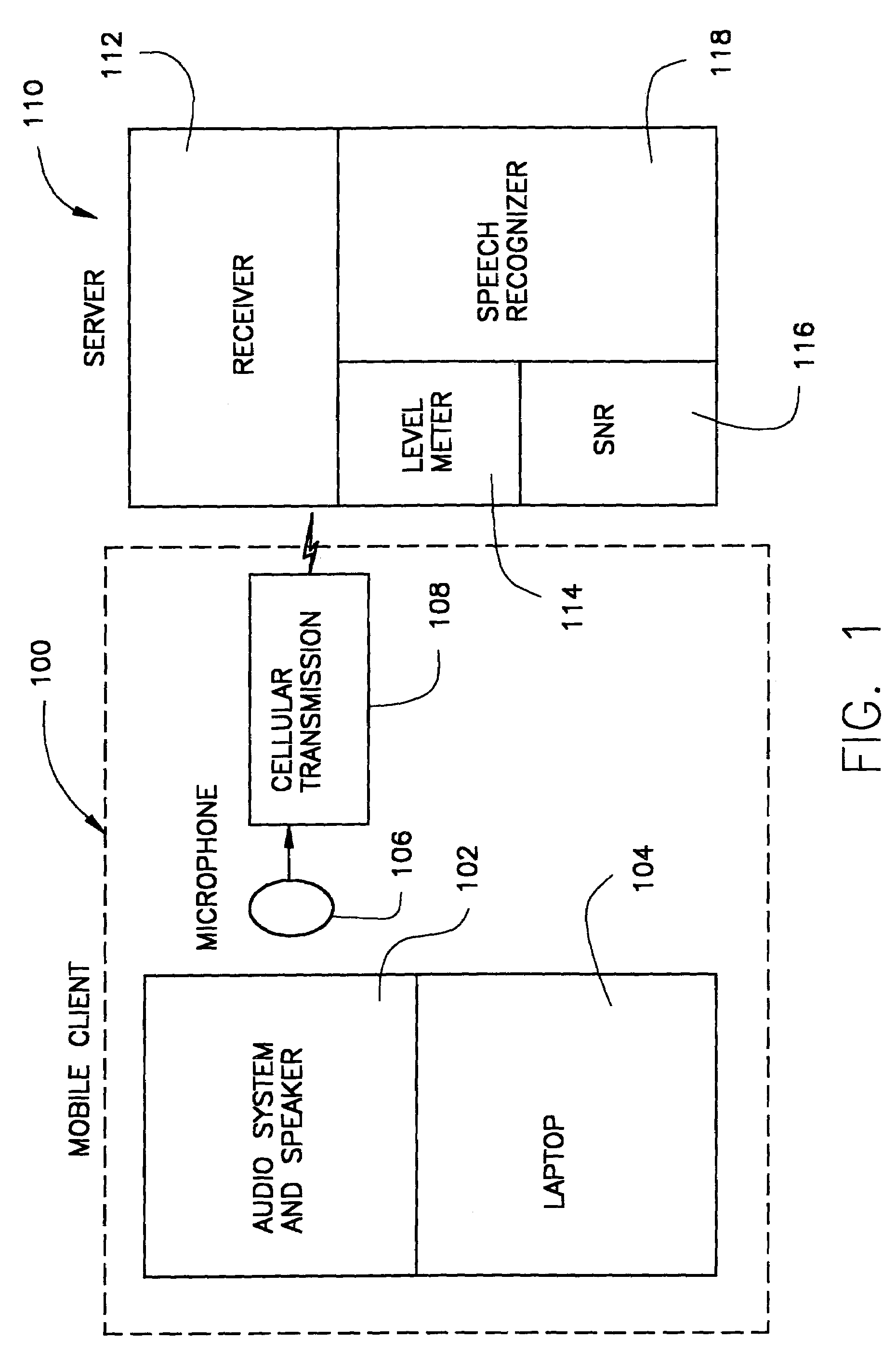 Apparatus, program storage device and method for testing speech recognition in the mobile environment of a vehicle