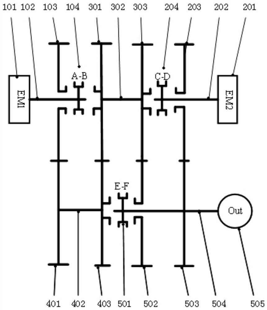 Dual-motor three-mode multi-gear two-shaft gearbox