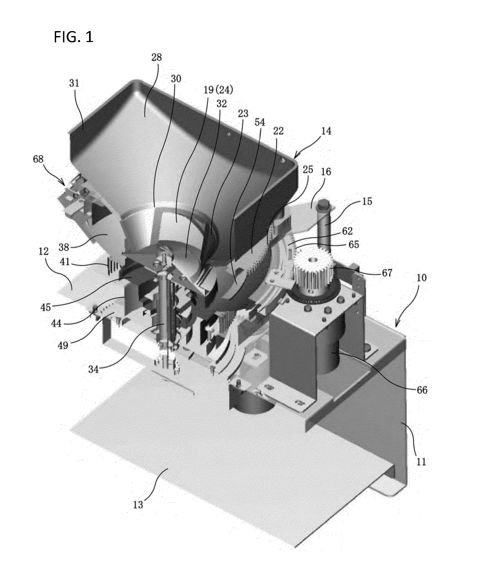 Medicine feeding device, and medicine counting device
