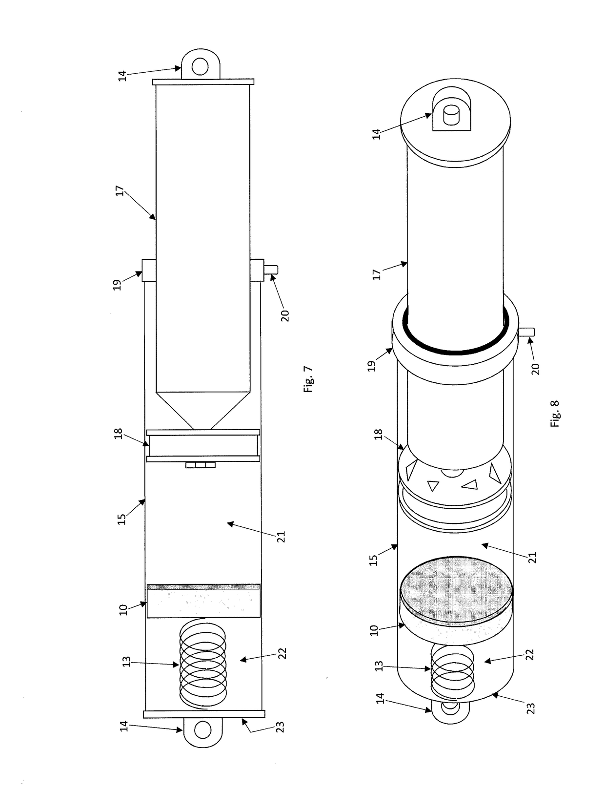 Shock absorber with gas permeable internal floating piston