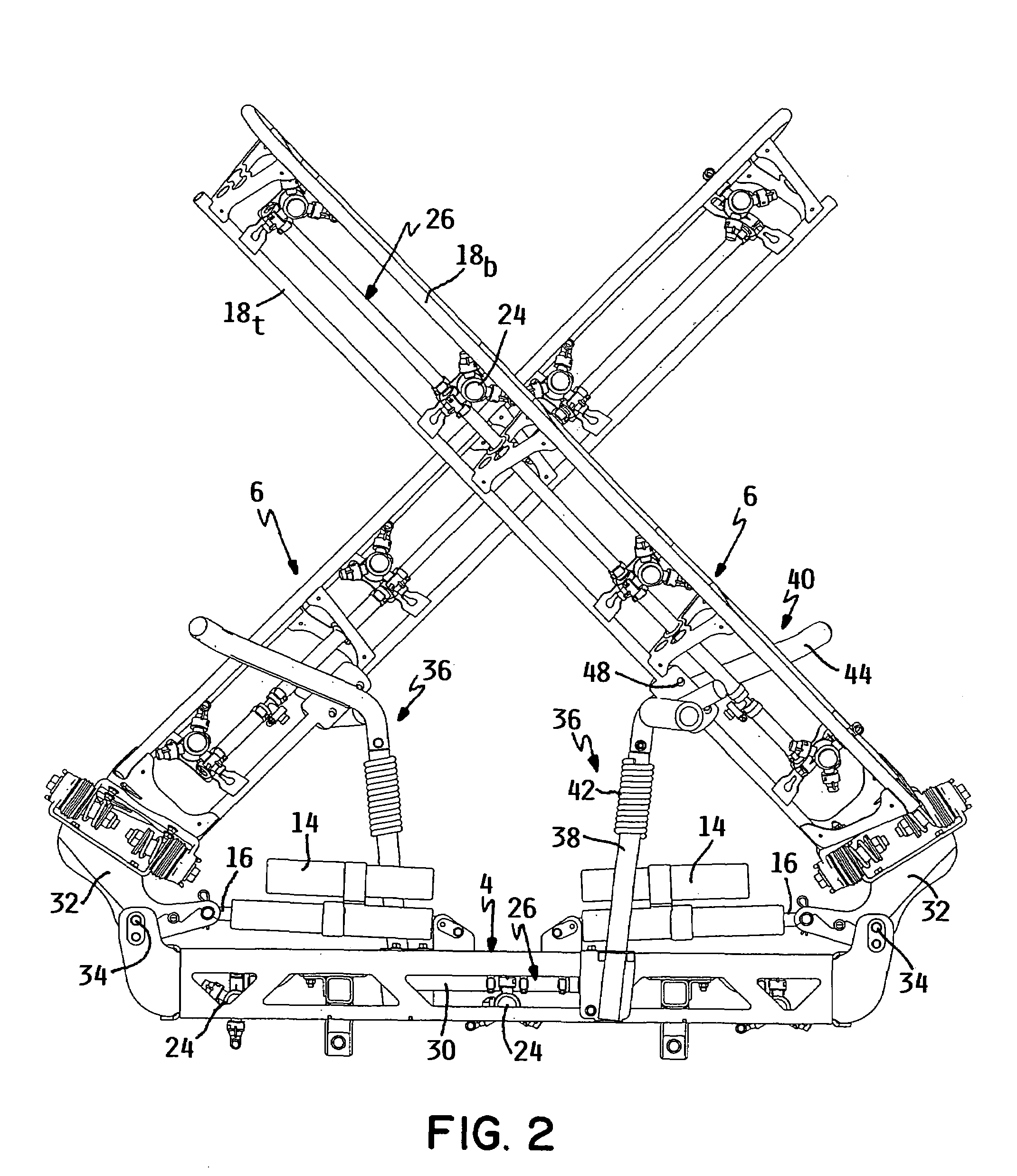 Sprayer with pivotal wing booms having forward and reverse breakaway and folded X-shaped transport position