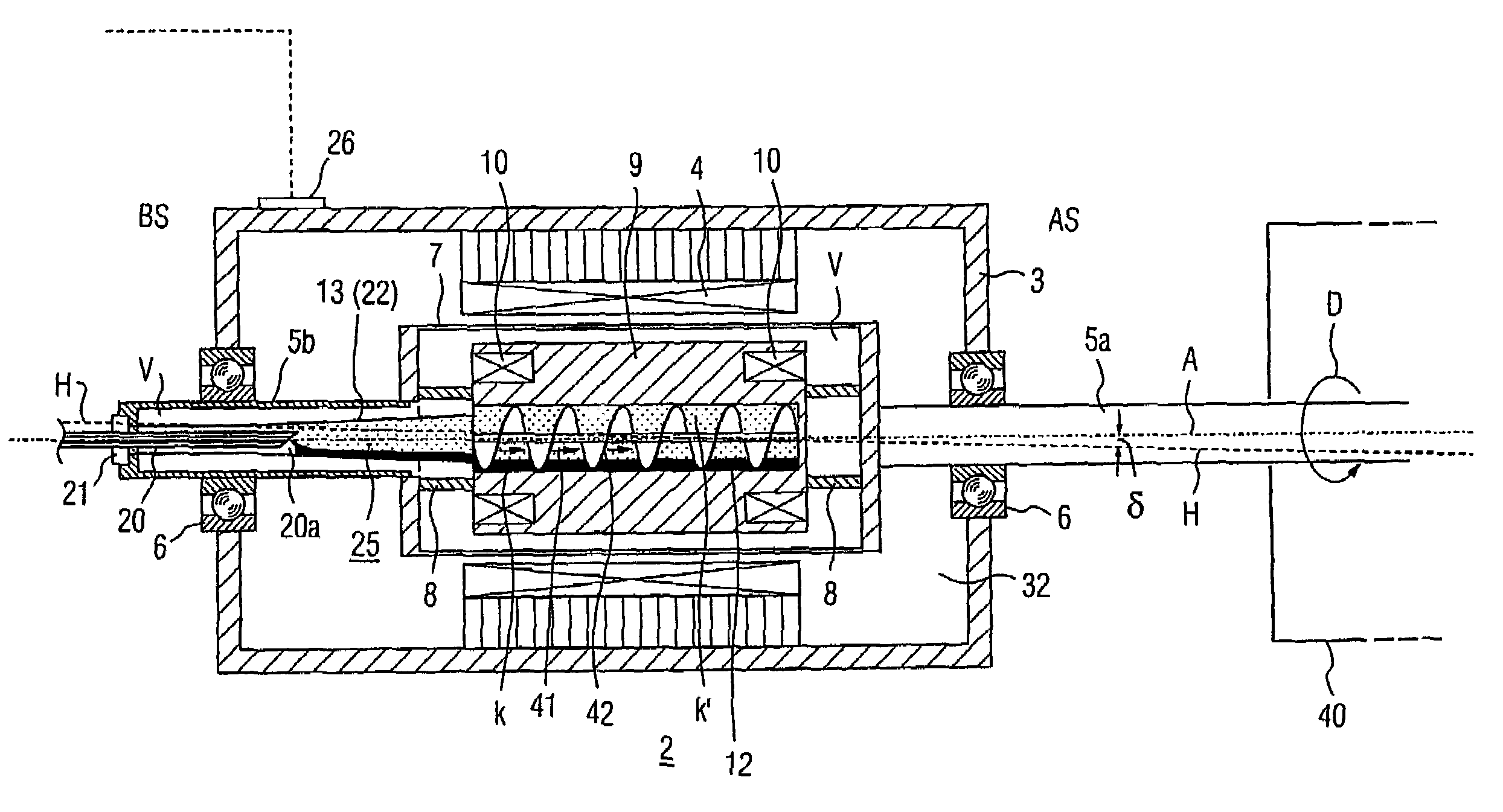 Machine device having superconducting winding and thermosiphon cooling of winding