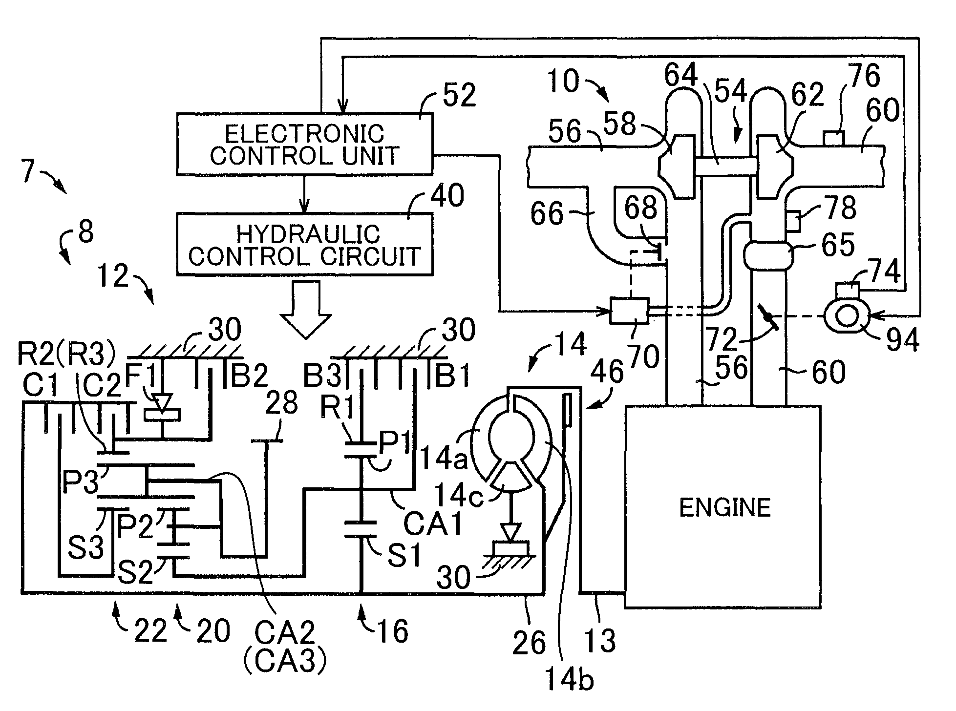 System to control the torque of an internal combustion engine during a gear change
