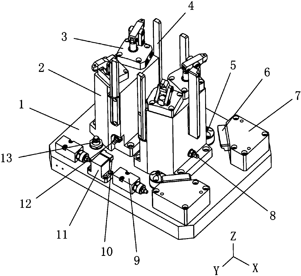 A hydraulic clamp for fast clamping and positioning