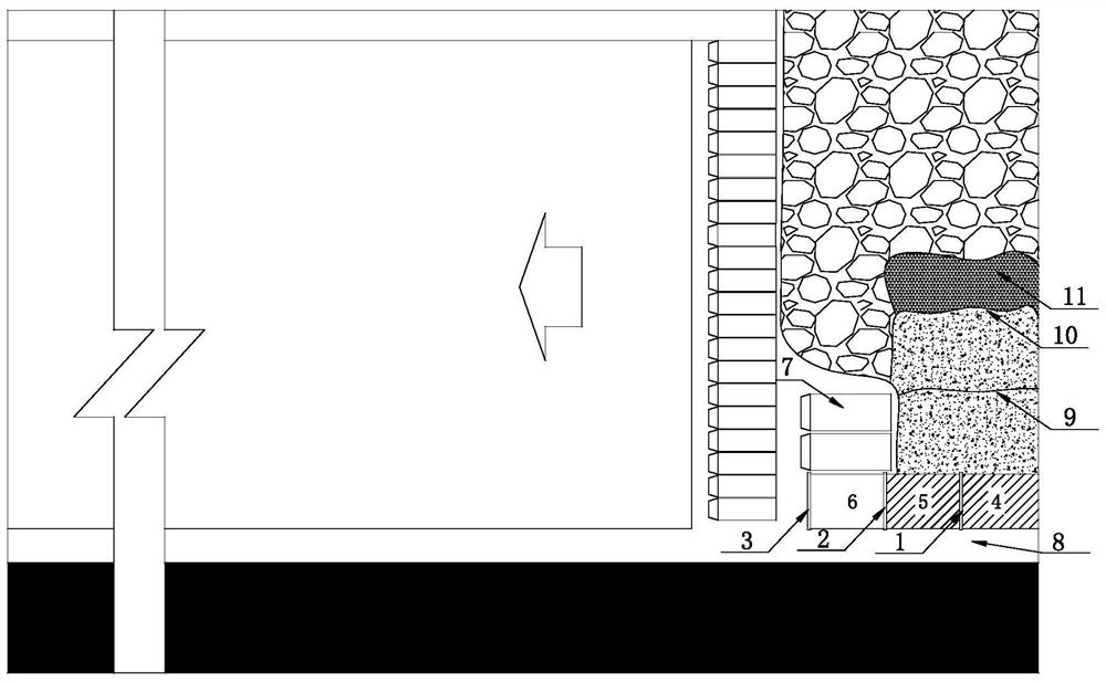 A goaf filling method for reconstructing broken roof structure in coal pillarless mining