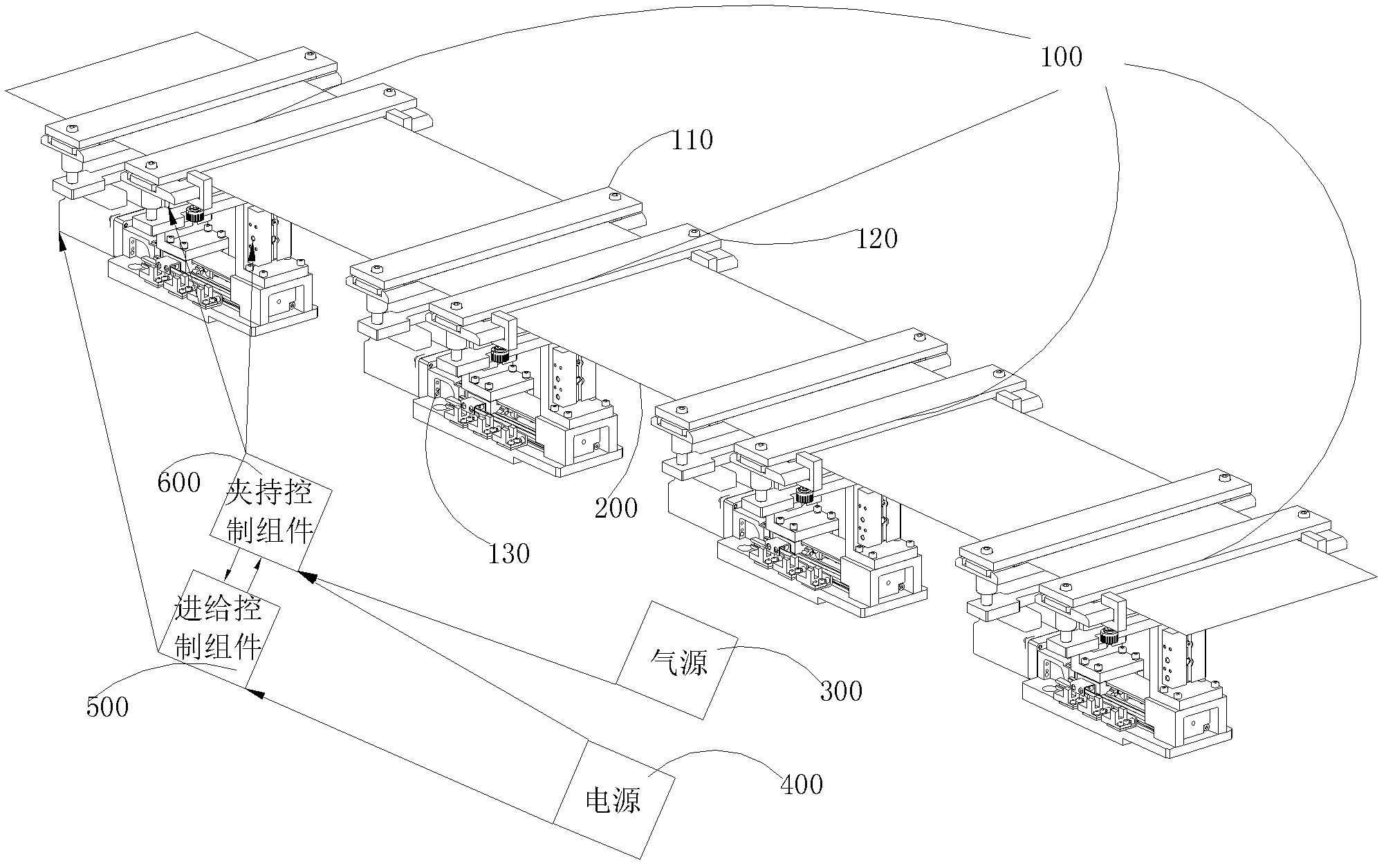Clamping and feeding system used for synchronous transmission of flexible membranes and application thereof