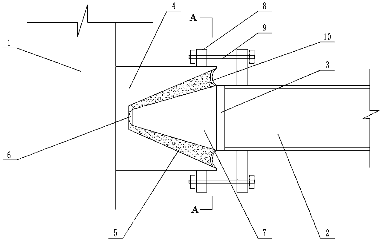 Energy dissipation and shock absorption node for steel structure