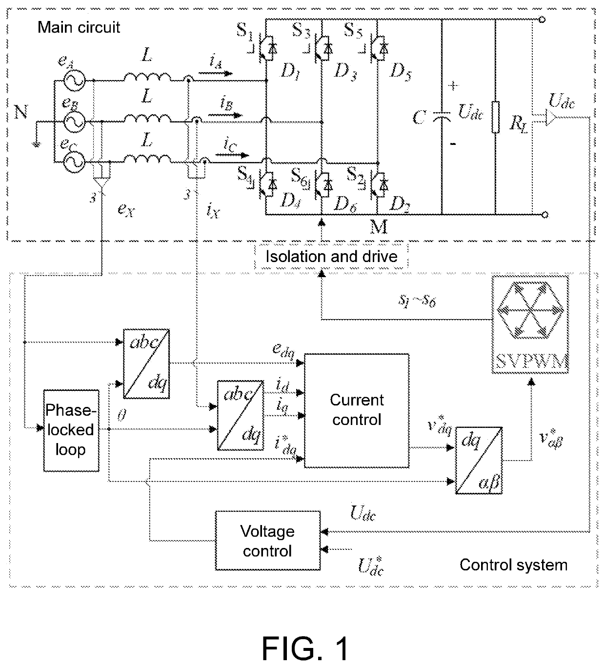 Model-based method and system for diagnosing open-circuit fault of power transistor of three-phase converter