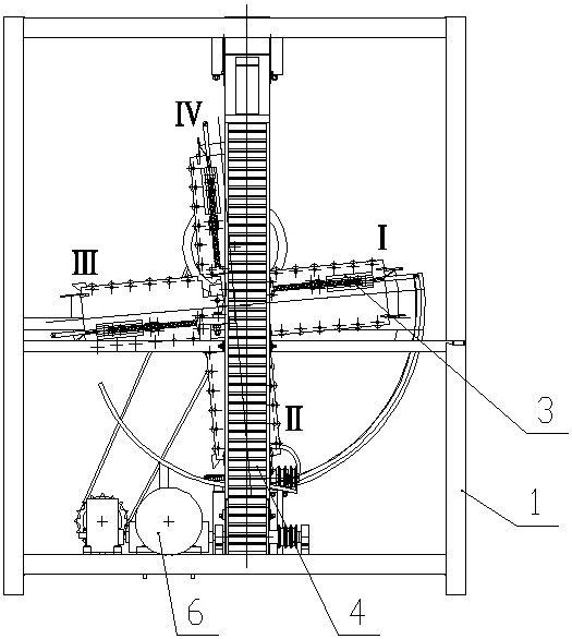 A material box flip-type injection feeding machine