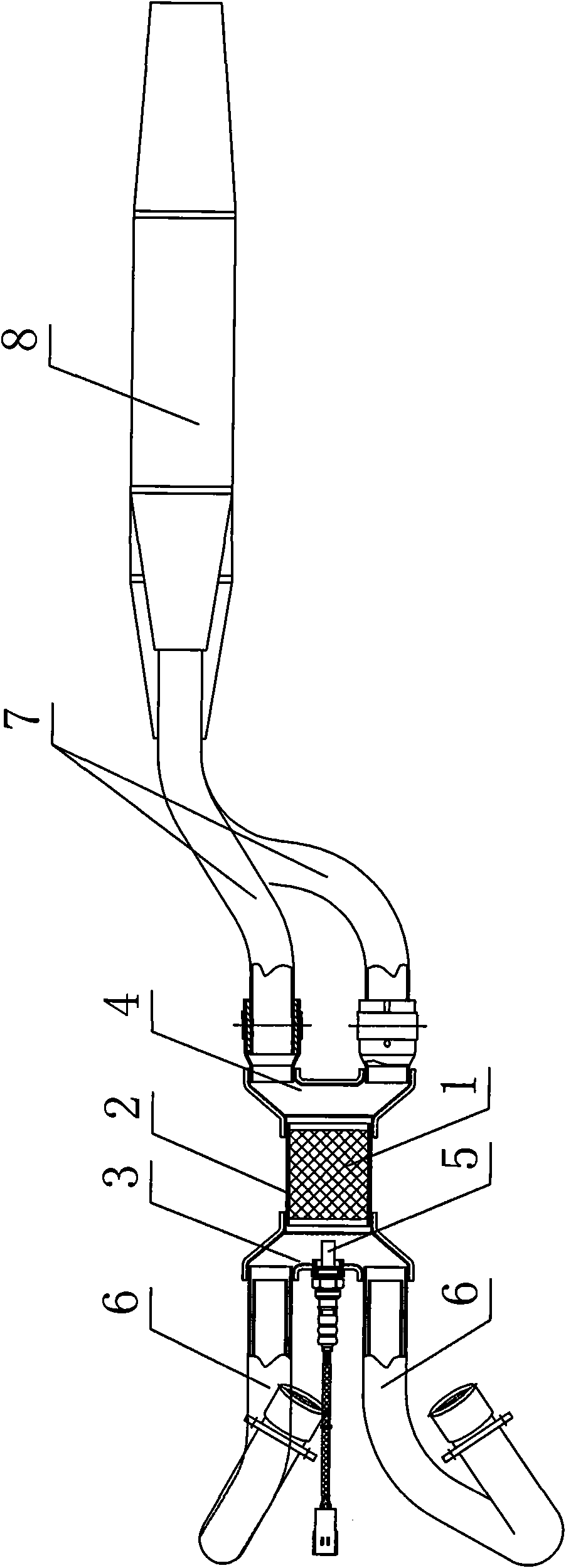 Double-row muffler of motorcycle with engine management system