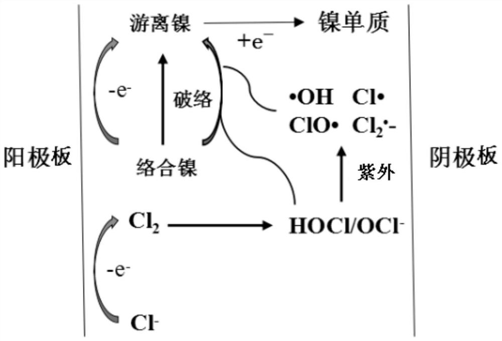 Electrolysis/ultraviolet device for treating chemical nickel plating wastewater