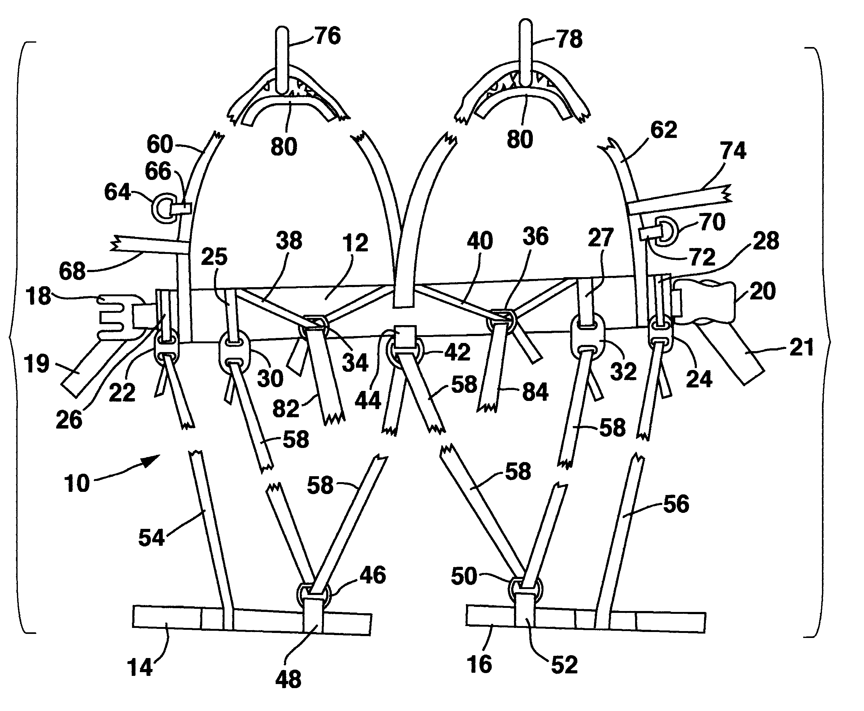 Exercise harness for use with unweighting apparatus